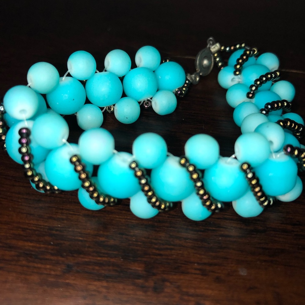 Teal and bronze bracelet